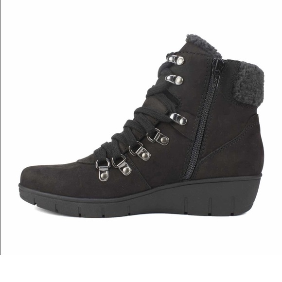 Cliffs by White Mountain Emory Hiking Style Bootie Lace Up Sz 8 Black Nubuck - Picture 14 of 14
